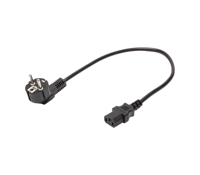 JT008/FY003+JT-ST3 16A 250V Europese standaard drie-pins 90-graden elleboogstekker met IEC C13-connector