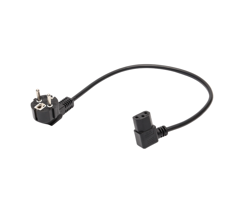 JT008/FY003+ST3W 16A 250V Europese standaard drie-pins 90-graden elleboogstekker met 90-graden IEC C13-connector