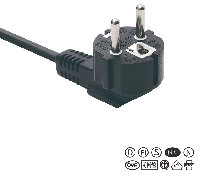JT008/FY003 16A 250V Europese standaard drie-pins 90-graden elleboogstekker