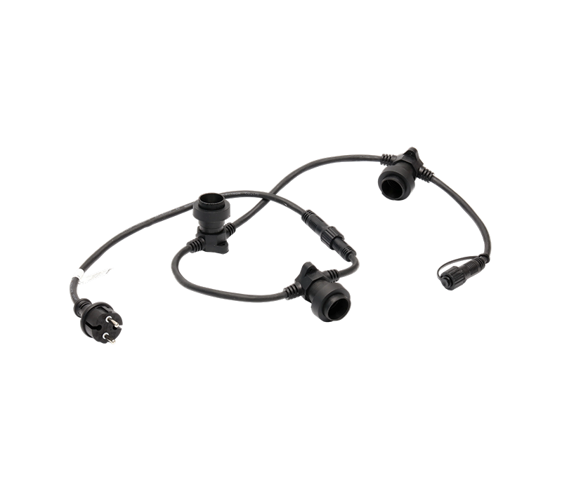 JD-PB zwarte LED-striplamp met 2-pins waterdichte Euro-stijl stekker (16A) en waterdichte connector